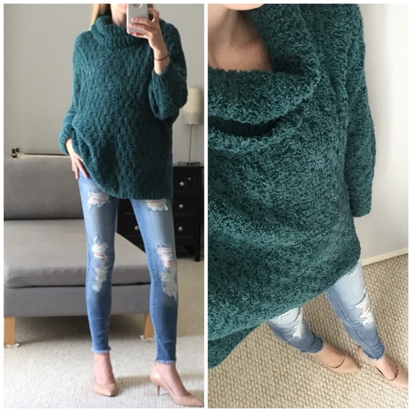 Sweaters - 1DAY SALE! Softest Green Turtleneck Poncho Sweater