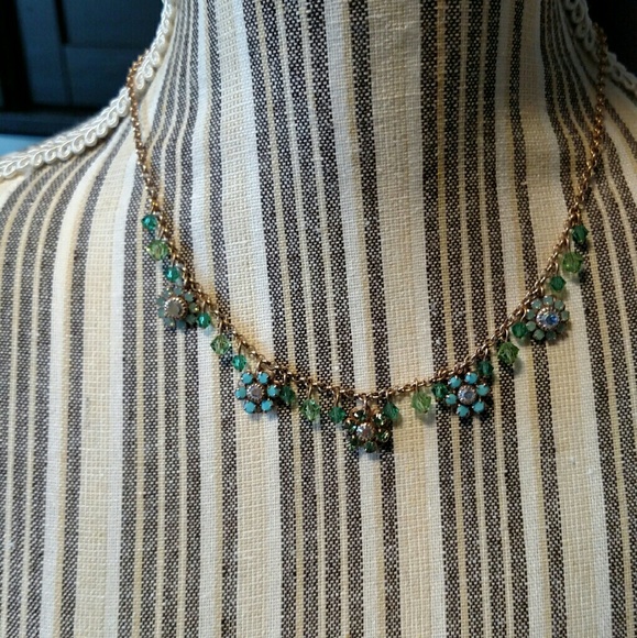 Liz Palacios crystal necklace in rose gold tone