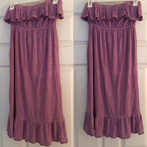 Old Navy Flowy Strapless Purple Striped Dress