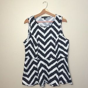 Black and White Chevron Peplum Top