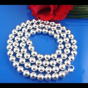 Sterling silver 8mm bead necklace
