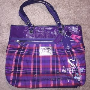 Coach tartan glam tote
