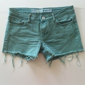 Good Society fair trade cutoff teal denim shorts