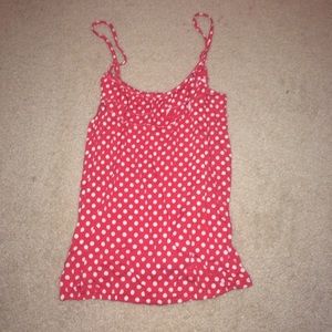 Red and white polka dot tank top
