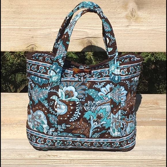 Vintage Vera Bradley - Java Blue Toggle Handbag -… - image 1