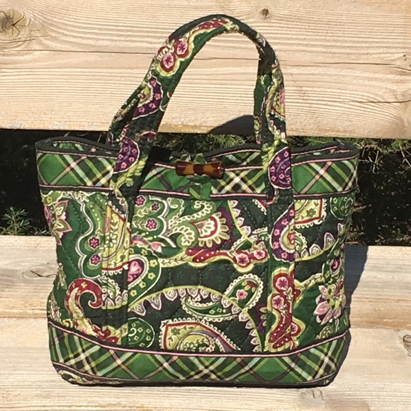 Vintage Vera Bradley - Chelsea Green Toggle Handbag - Retired print! - Picture 1 of 4