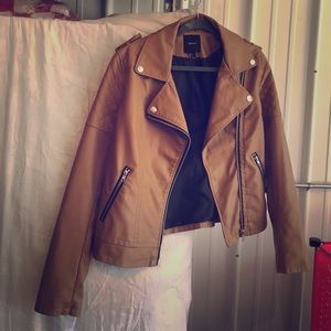 Tan faux leather jacket