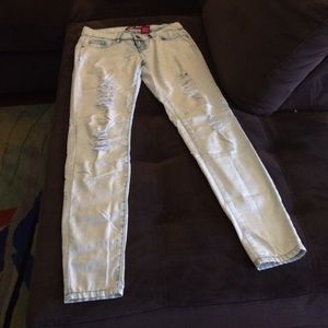 Bleached colored ripped jeans