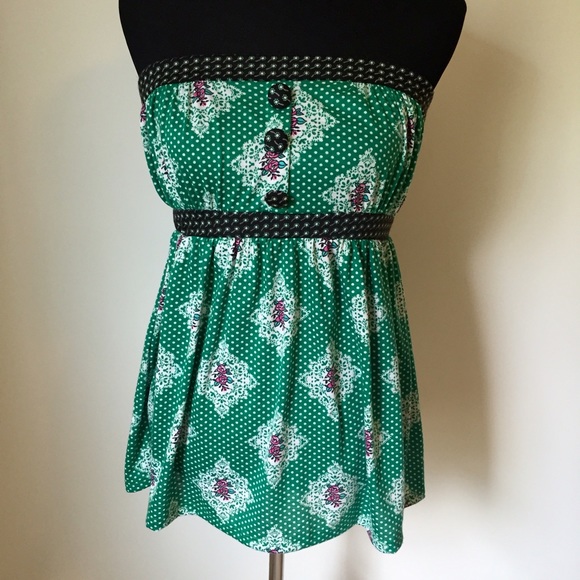 Green Strapless Top