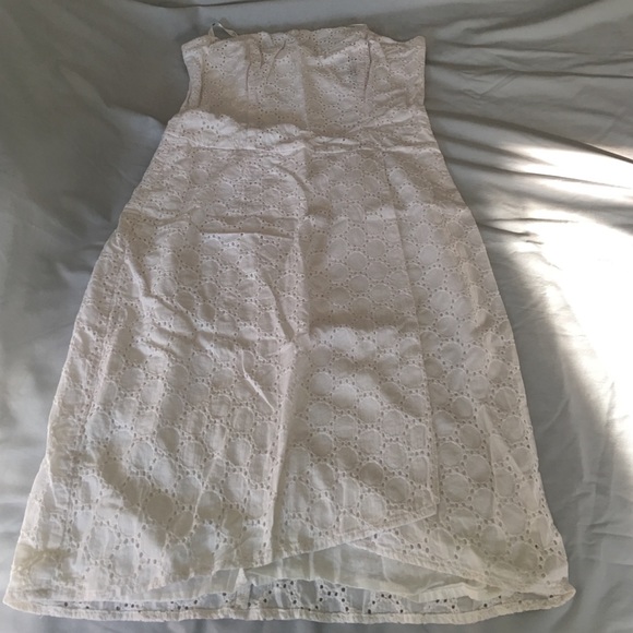 Strapless Cotton White Lace Eyelet Dress