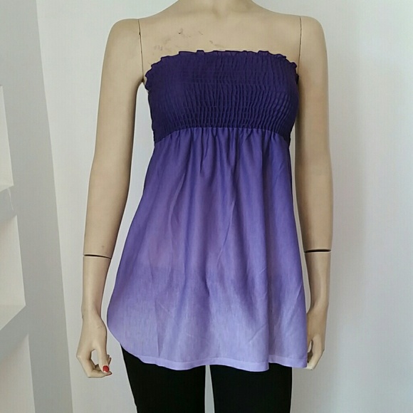 Ombre Smocked tube top with tie back