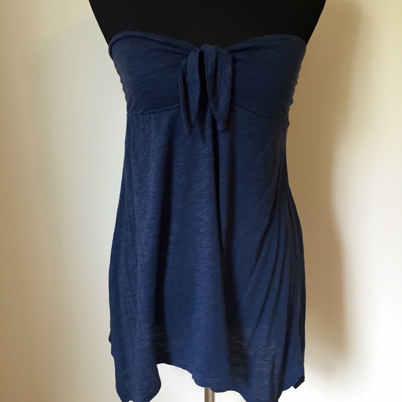 Navy Strapless Top