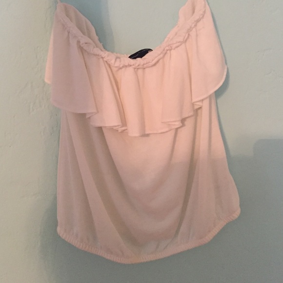 White ruffed tube top