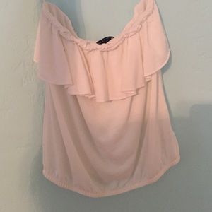 White ruffed tube top