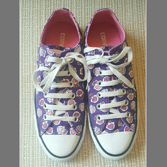 Purple & Pink Owl Pattern Converse low-tops