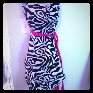 Strapless Zebra Strip dress BUBBLE BOTTOM