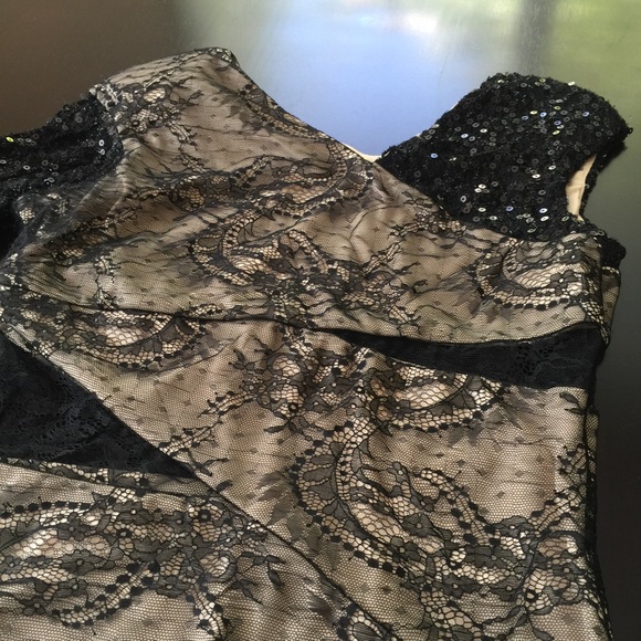 NWT BEBE Addiction black lace & sequin dress