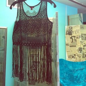 Lace fringe tank