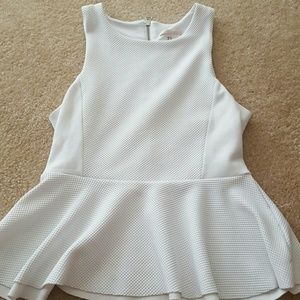 Ribbed White Peplum Top