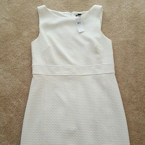 Ribbed Winter White Shift Dress
