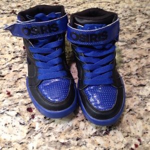 Boys Osiris hi-top sz. 1 in royal blue and black