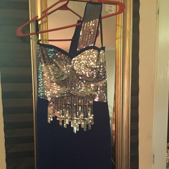 XS Bebe dress - blue sequence dress
