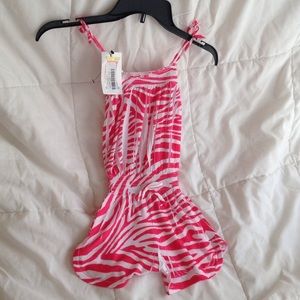 Awesome! Girls pink & white zebra print romper