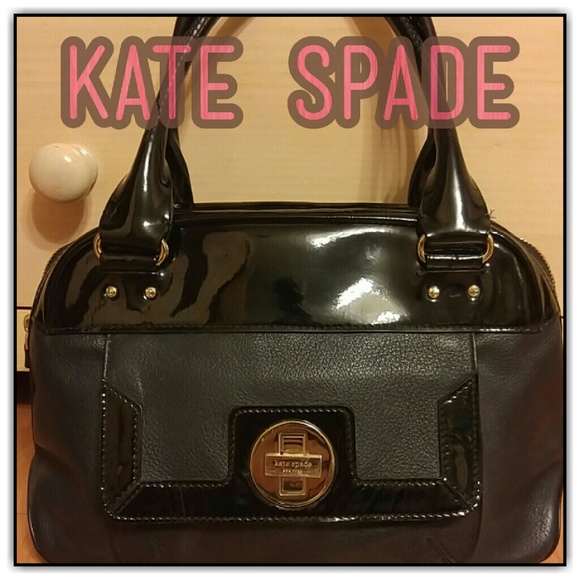kate spade Handbags - KATE SPADE NAVY & BLACK PATENT LEATHER SATCHEL