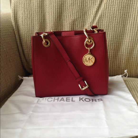 Michael Kors Cynthia Satchel -Burgundy color