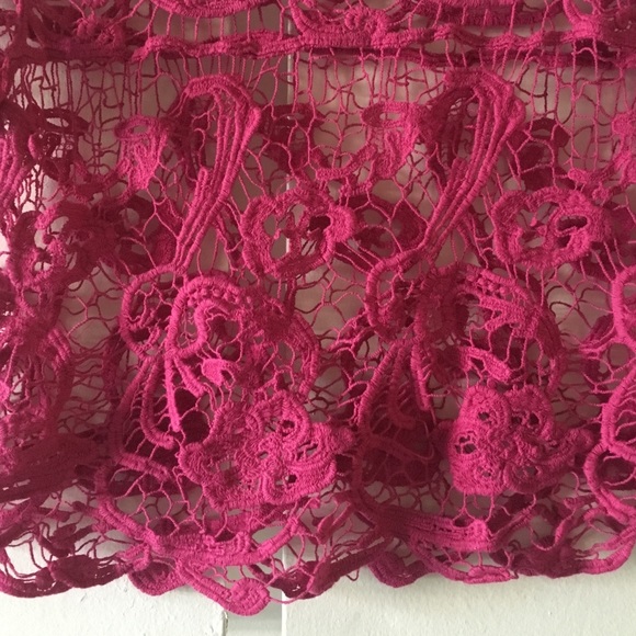 Pink Crochet Bikini Floral Crop Sleeve Top Cover - Picture 4 of 4