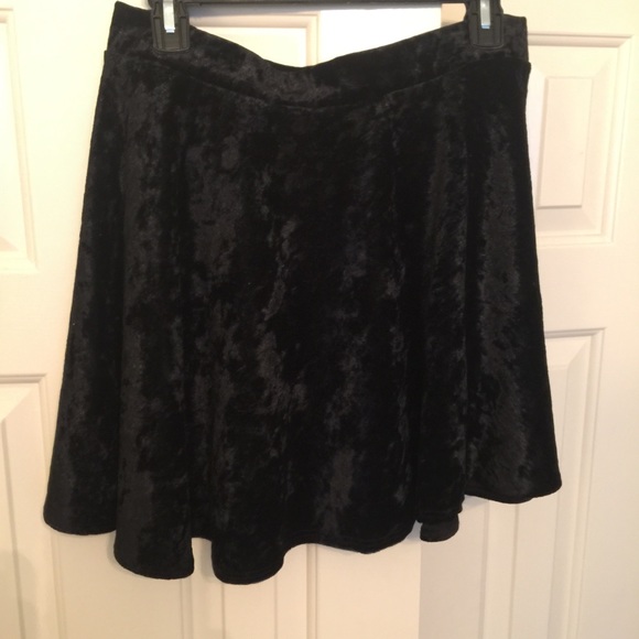 Black velvet skater skirt