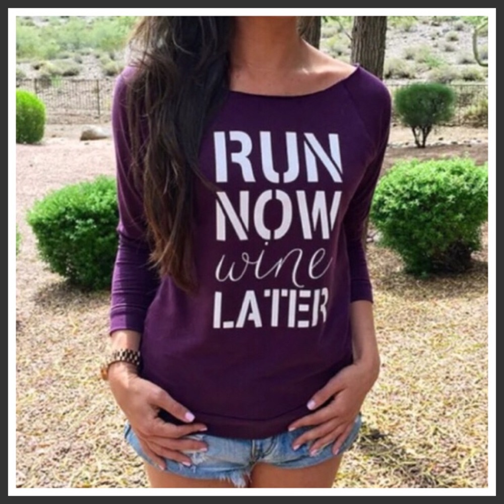 🆕 RUN NOW WINE LATER Off the Shoulder Top