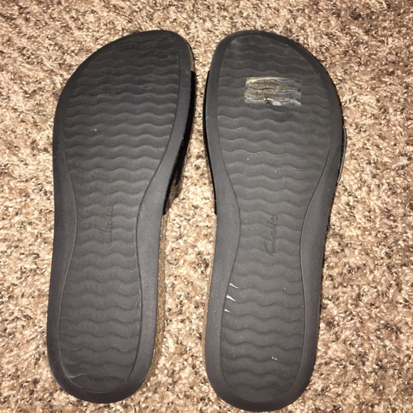 72% off Clarks Shoes - ï¸FINAL ï¸ Clarks Black Patent Footbed Sandals 9.5M from Amanda's closet on 