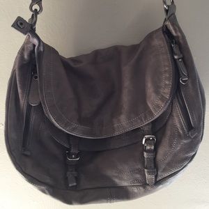 Real leather grey big purse perfect for traveling