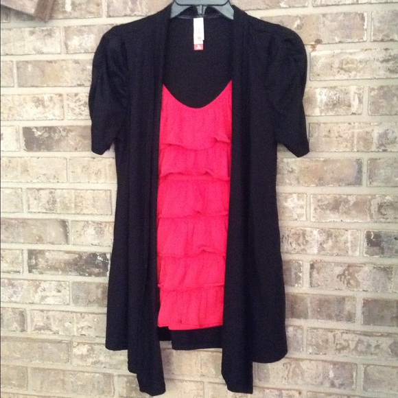 Red/black ruffle shirt