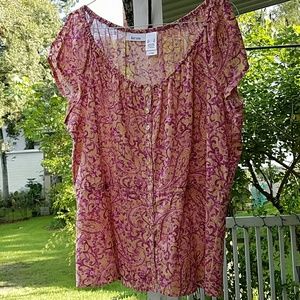 Split sleeved  semi-sheer top (XL)