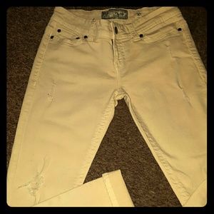 BKE cream color distressed jeans