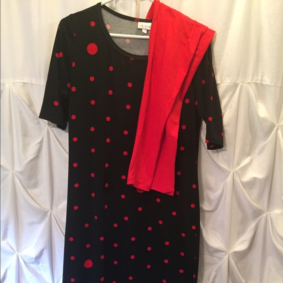 LuLaRoe Large Julia dress and OS leggings set.