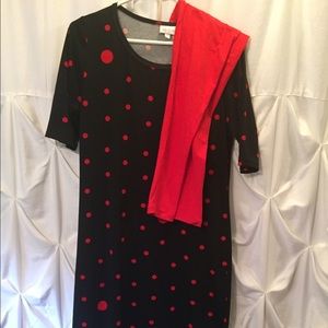 LuLaRoe Large Julia dress and OS leggings set.