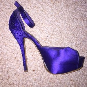 Blue satin sequin Heels