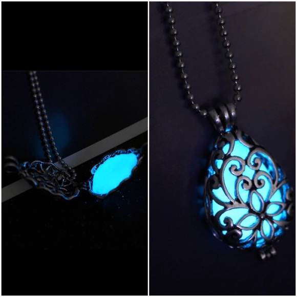 Luminous Blue Gem Glow In The Dark Glowing Locket - Picture 4 of 4