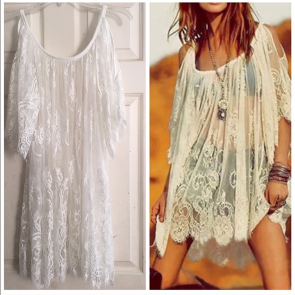 New in package white Lacy boho off shoulder dress - Picture 5 of 6