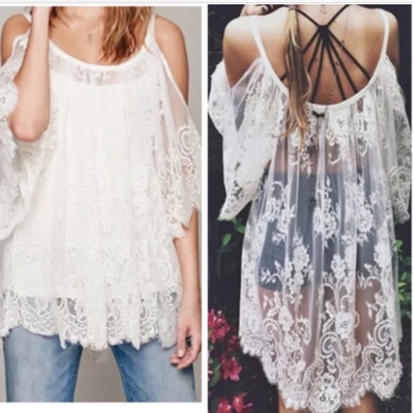 New in package white Lacy boho off shoulder dress - Picture 6 of 6