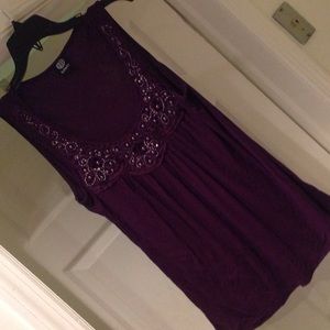 Bobeau deep purple jeweled sleeveless top.