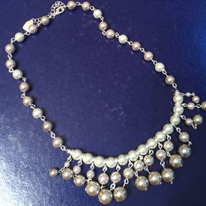 Shades of grey pearl necklace with 2" extender