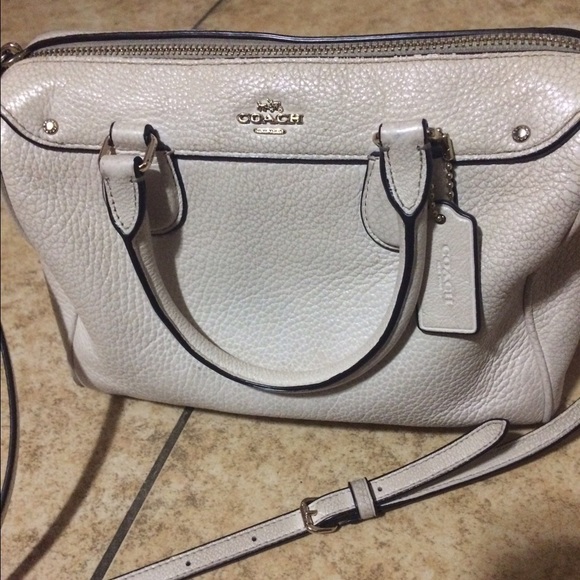 White leather coach hand/cross body bag