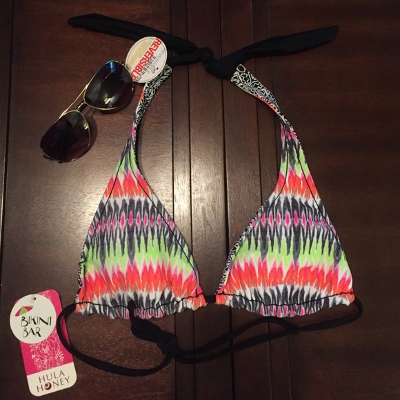 Hula Honey Reversible Print Triangle Top - Picture 3 of 4