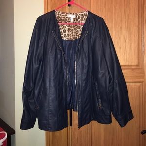 Black Faux Leather Jacket 3x Charter Club NEW