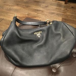Prada Milano shoulder bag in black pebbled leather