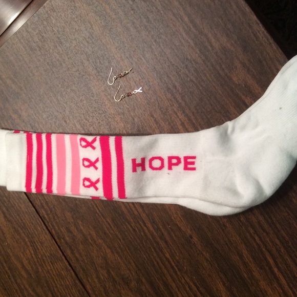 Breast cancer awareness socks and earrings